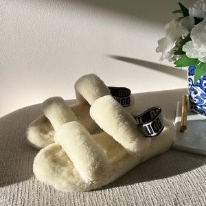 UGG oh yeah double strap flat sandals in white